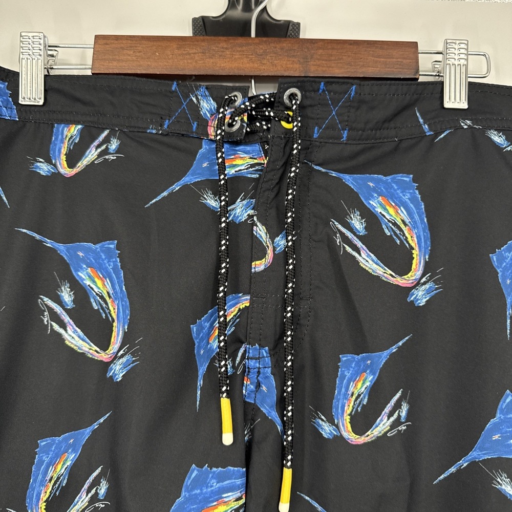 Tommy Bahama Mens Artist Series Swordfish Tropical Cargo Swim Trunks Lined Large - Picture 2 of 8
